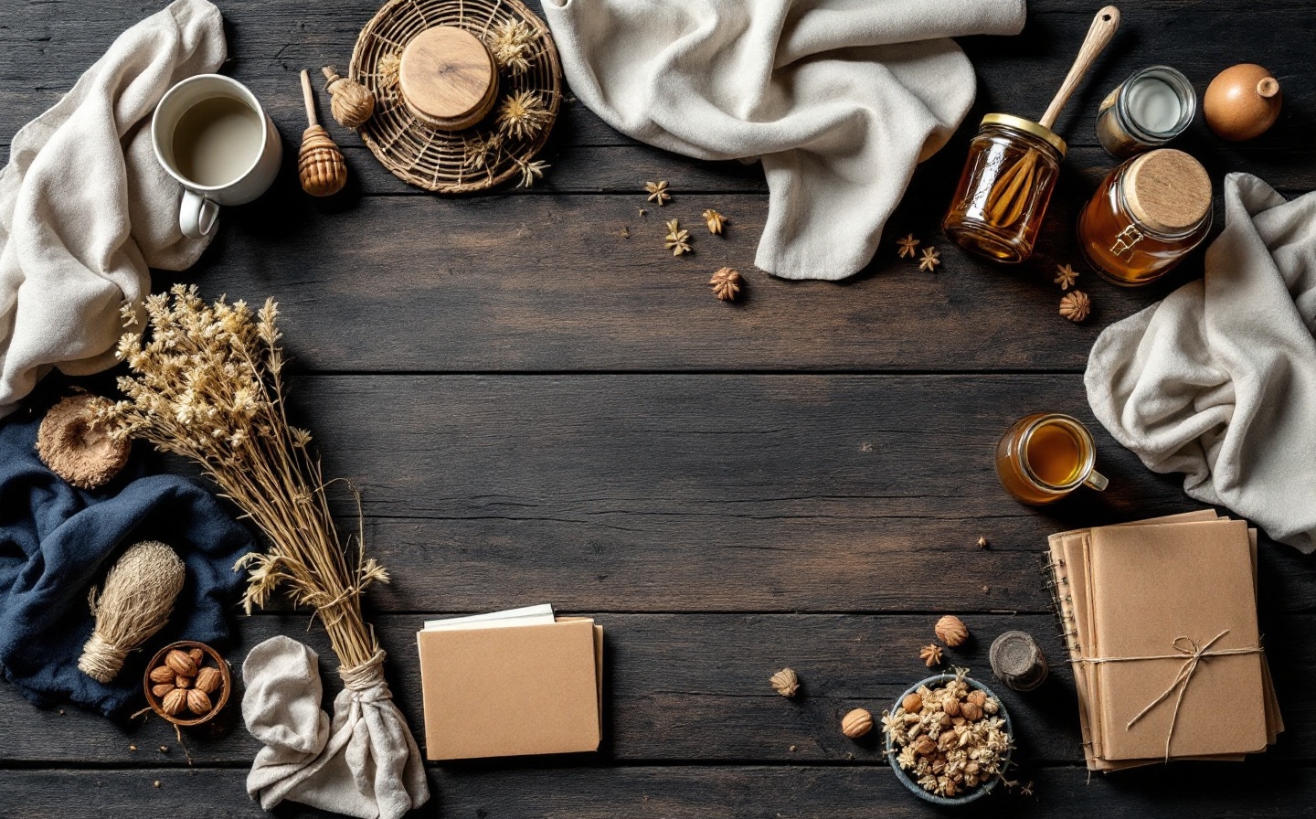Artisan ceramics arranged on a wooden market table
