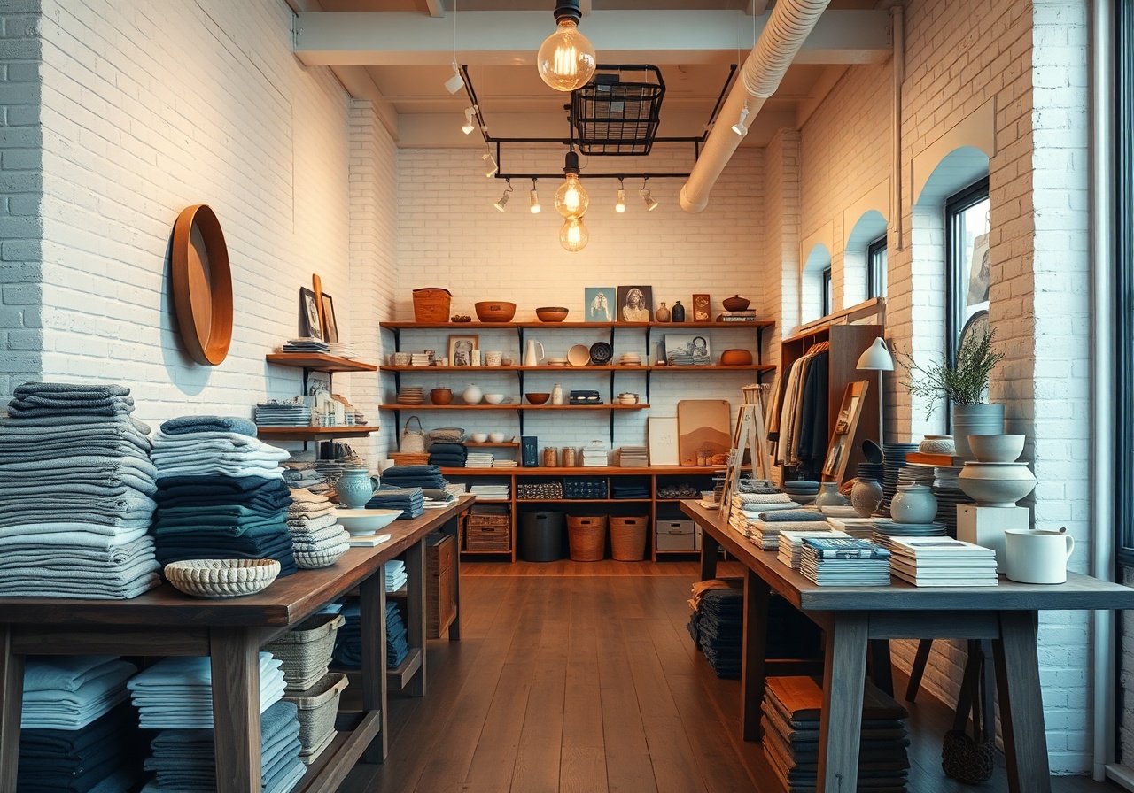 Interior of a curated boutique shop displaying artisanal goods